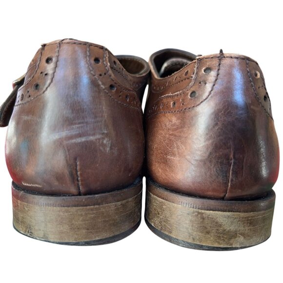 John Bakers Brown Leather Semi Brogue Double Monk Strap Shoes Mens 43.5 US 10 main image 4